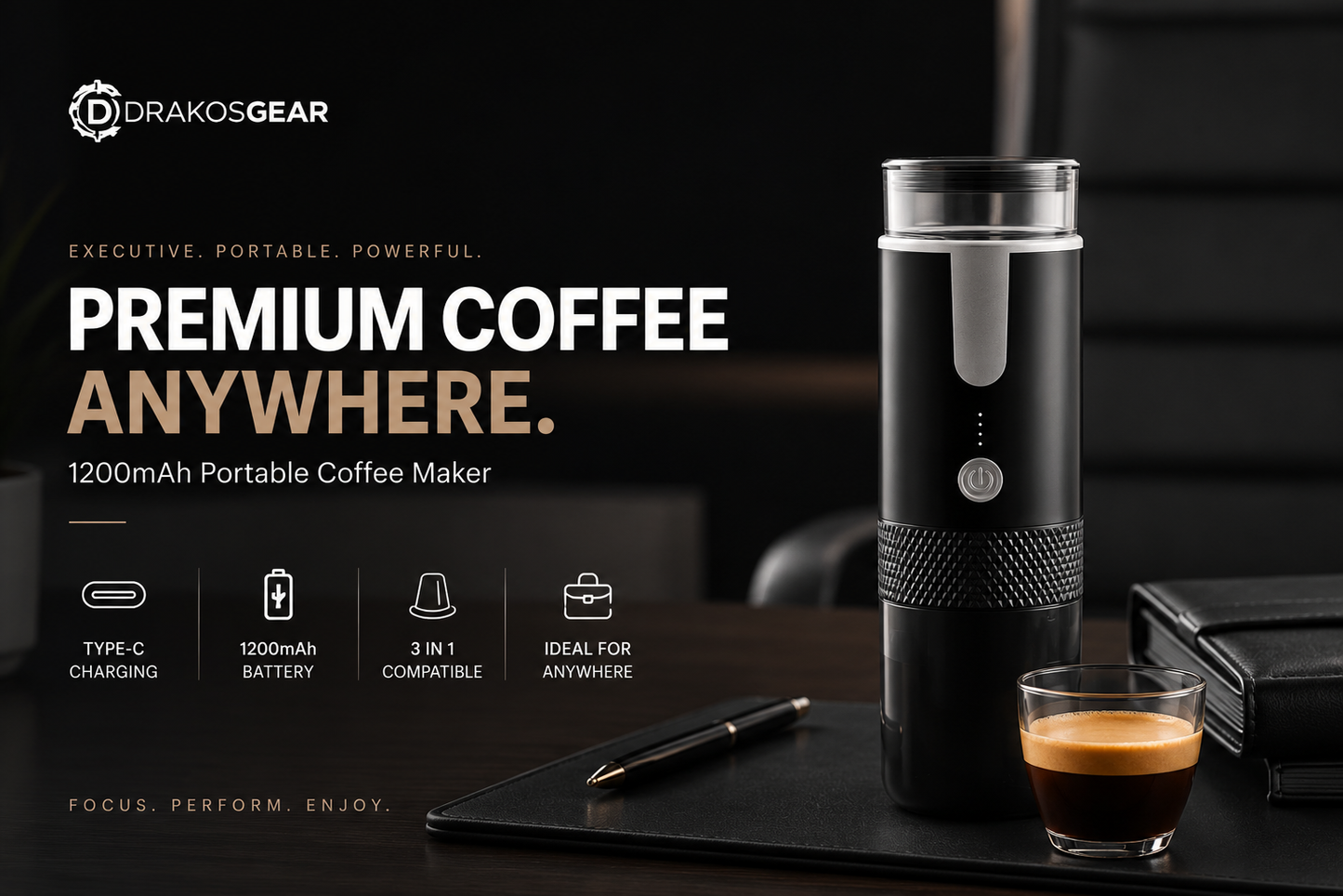 ☕Cafetera Portátil 3 en 1 | Compatible con Café Molido y Cápsulas K-Cup