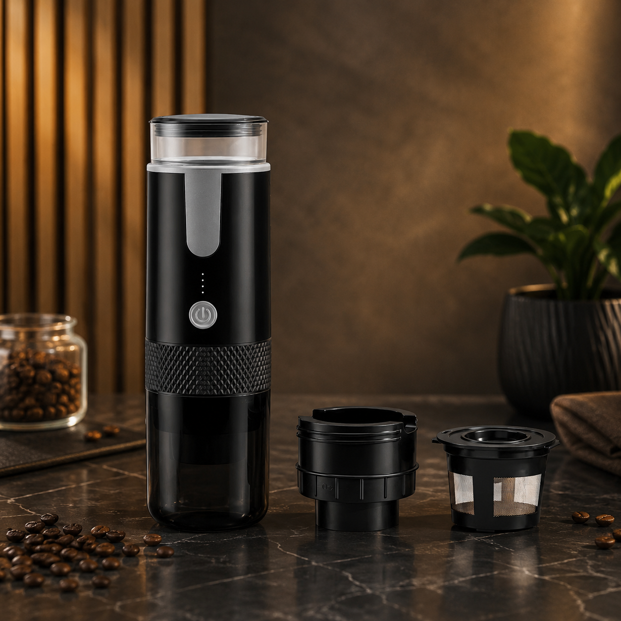 ☕Cafetera Portátil 3 en 1 | Compatible con Café Molido y Cápsulas K-Cup