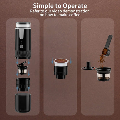 ☕ Cafetera Portátil 3 en 1 | Compatible con Café Molido y Cápsulas K-Cup